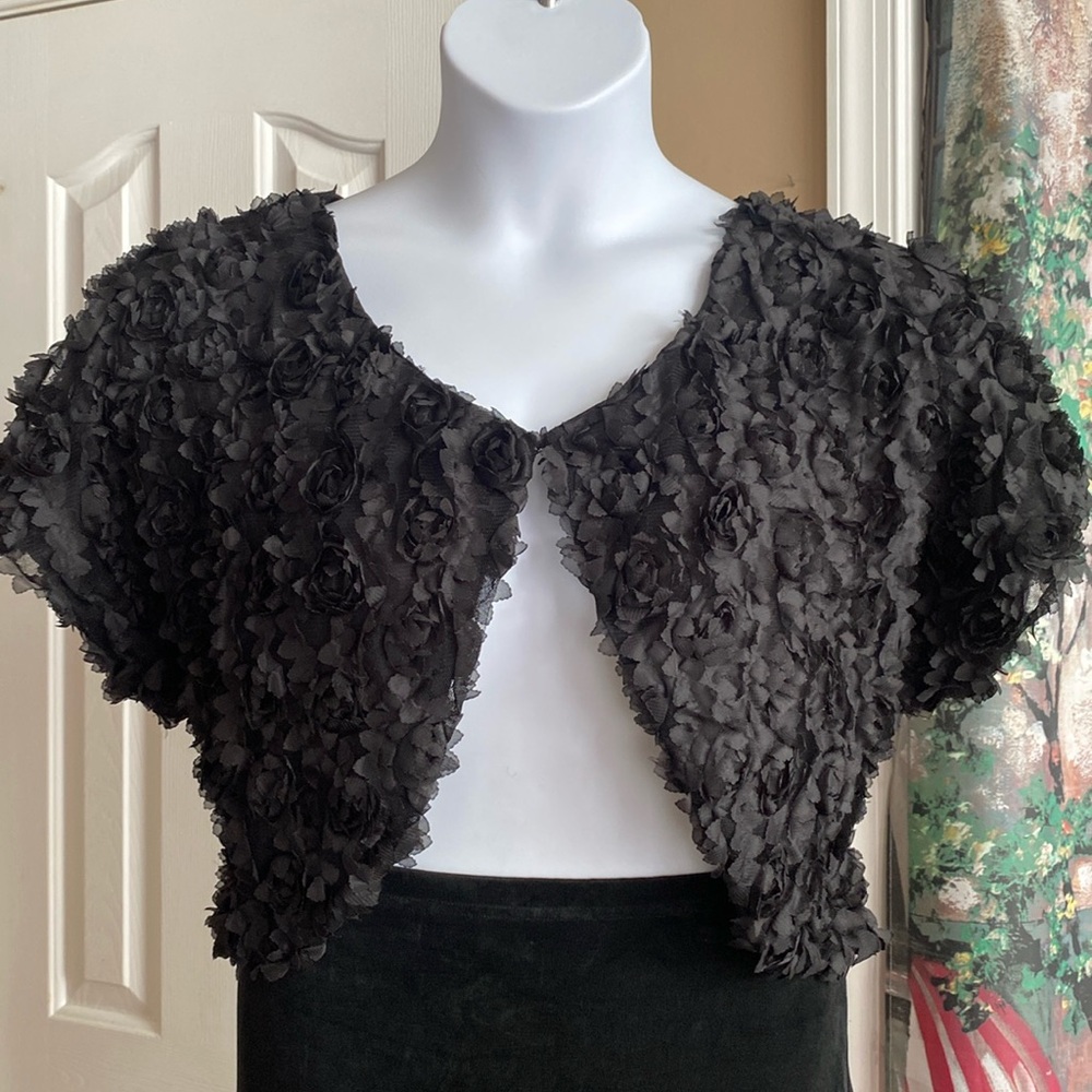 3D Roses on Black short Jacket